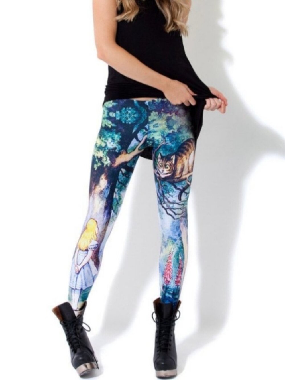 Blackmilk Disney Alice In Wonderland Graphic Pants Leggings XS
